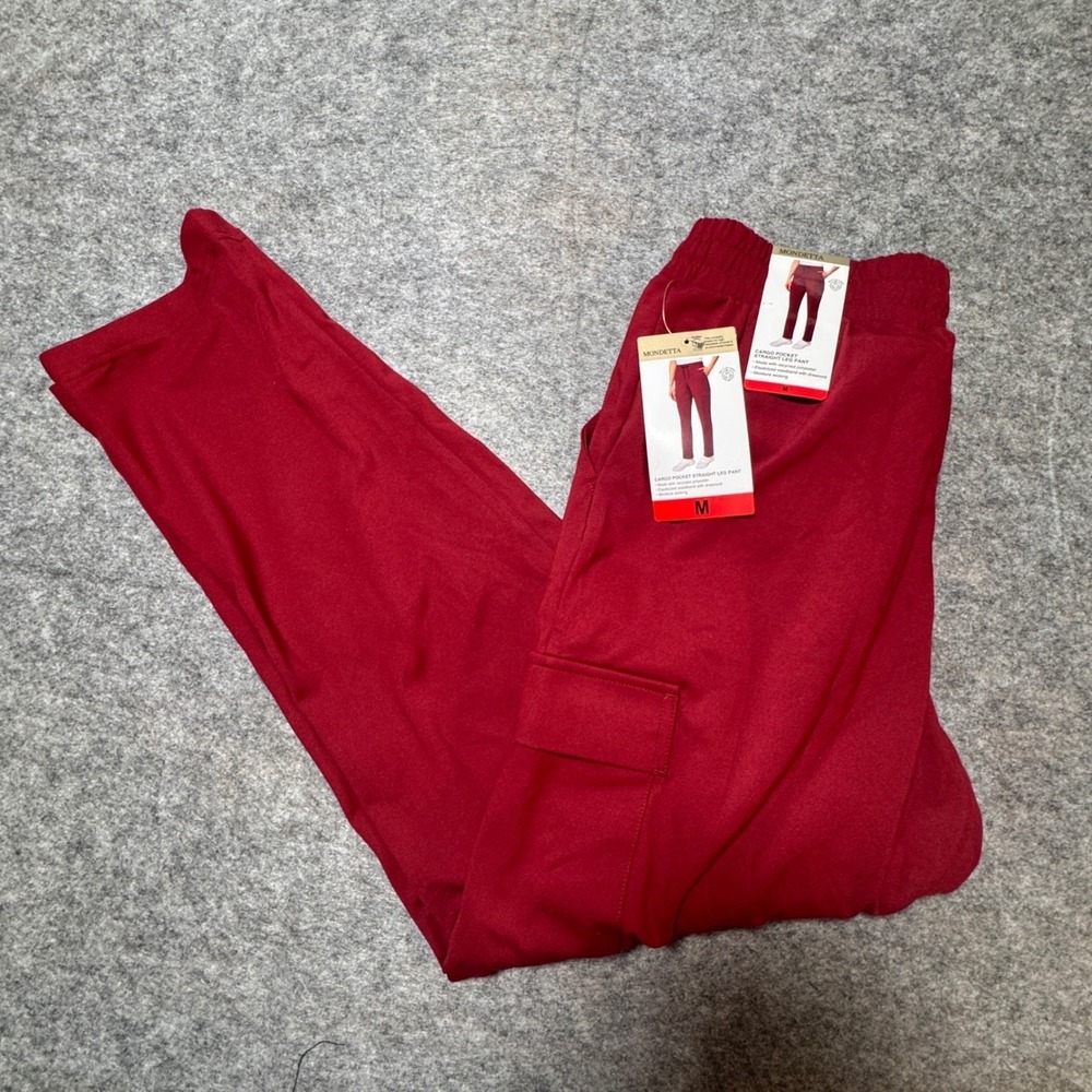 Mondetta Performance Luxury Womens Cargo Straight Leg Pants Tibetan Red Medium